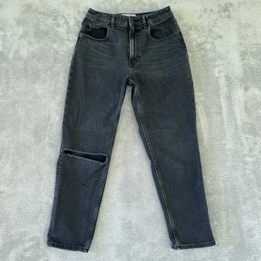 Everlane Jeans Womens 28 Black Cropped The Curvy Cheeky High Rise Ripped Denim